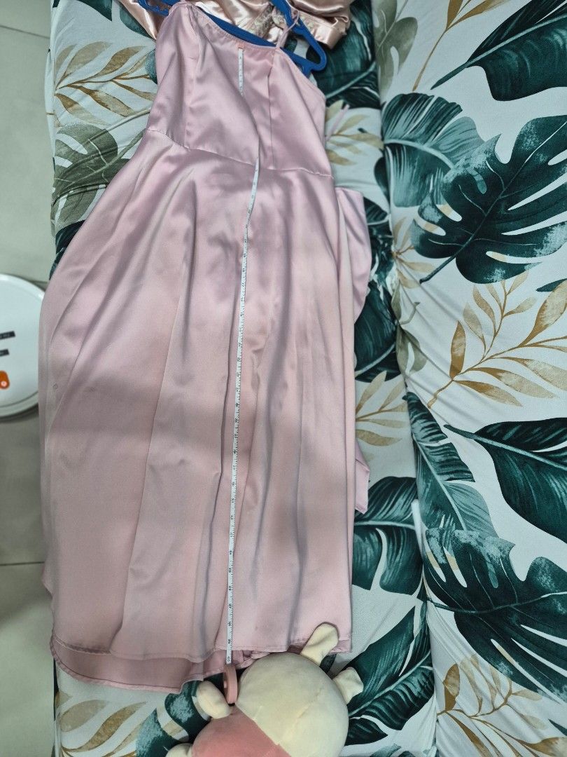 Party Dress (Category: Dresses) located in Quezon City. Submitted by liza0719 (Listing ID 1462826369, Image 2). Description: SHEIN elegant party dress for teen ➡️satin, medium ➡️dusty pink ➡️minimal flaws, dikit na tape pero natatanggal. ➡️twice lang nagamit, very good condition ➡️40 inches ang length ➡️ PAYMENT FIRST POLICY thru gcash, bdo, bpi, rcbc.