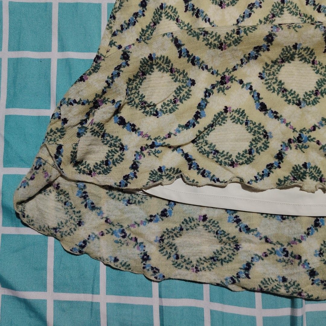 Pastel Yellow A-line Skirt (Category: Skirts) located in Pasig City. Submitted by isntsheelvly (Listing ID 1462825355, Image 2). Description: Waist: 26-28 Length: 70cm - With inner Please manage your expectations as this item is pre-loved :).