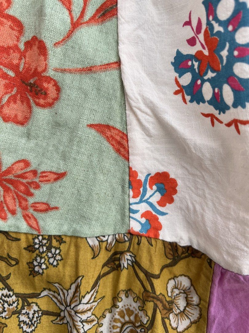 Patchwork Skirt (Category: Skirts) located in Kota Tinggi. Submitted by shazlinmh (Listing ID 1462846033, Image 3). Description: Free shipping thru rumah oyen Material: Cotton, linen, rayon Size on tag: Colour: Multicolour ‼️Defect: The lining is poorly stitched 📏Measurement: Waist: 26-40” Hips: 44-50” Length: 36.5/37” .