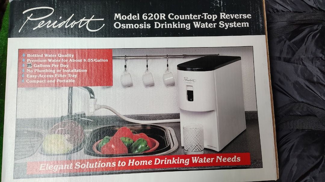 PERIDOTT MODEL 620R COUNTER-TOP REVERSE OSMOSIS DRINKING WATER SYSTEM (Category: Water Purifiers & Dispensers) located in Dasmarinas. Submitted by k3japanstoreph (Listing ID 1462824712, Image 2). Description: PERIDOTT MODEL 620R COUNTER-TOP REVERSE OSMOSIS DRINKING WATER SYSTEM 💧 Brand new / unused ⚠️ As-is condition 💦 Counter-top reverse osmosis drinking water filtration system 📦 Compact and portable design 🔧 No permanent plumbing or complex