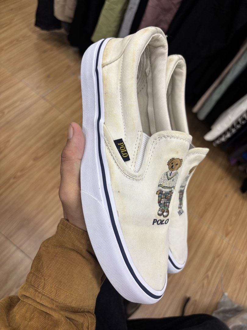Polo bear slip on (Category: Sneakers) located in Zamboanga. Submitted by thriftitup0430 (Listing ID 1462796475, Image 2). Description: Issue stain see pic Size 40.