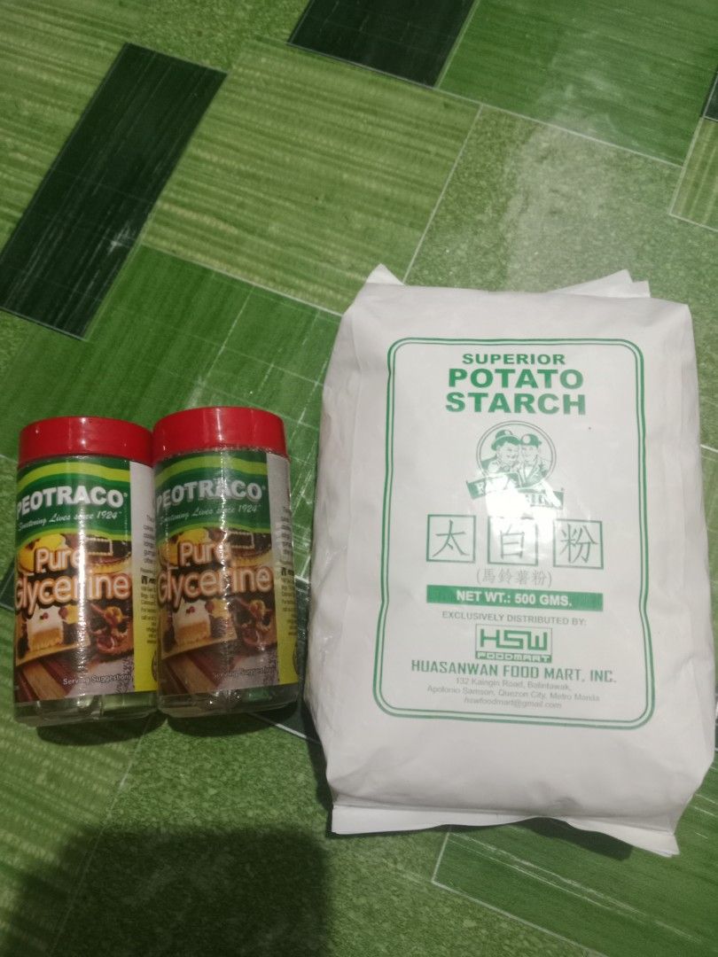 POTATO STARCH WITH 2 PURE GLYCERINE (Category: Homemade Bakes) located in Manila. Submitted by tine121317 (Listing ID 1462865699, Image 1). Description: Unused and sealed. potato starch with pure glycerine for that price.