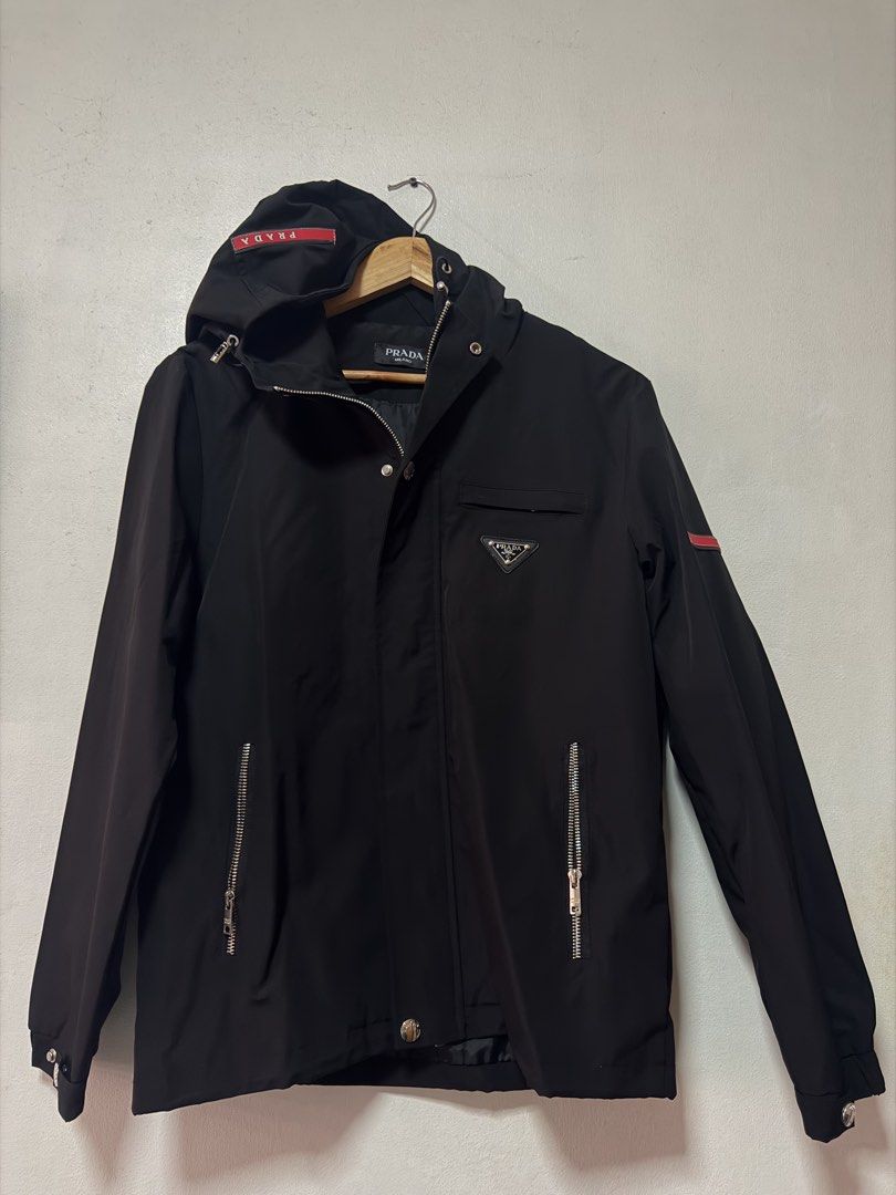 Prada Windbreaker Jacket (Category: Luxury Apparel) located in Quezon City. Submitted by oggoodsph (Listing ID 1462703277, Image 1). Description: Selling as is! Medium-Large frame Got it in streets of italy in Dec 2025 Prada fall winter collection .