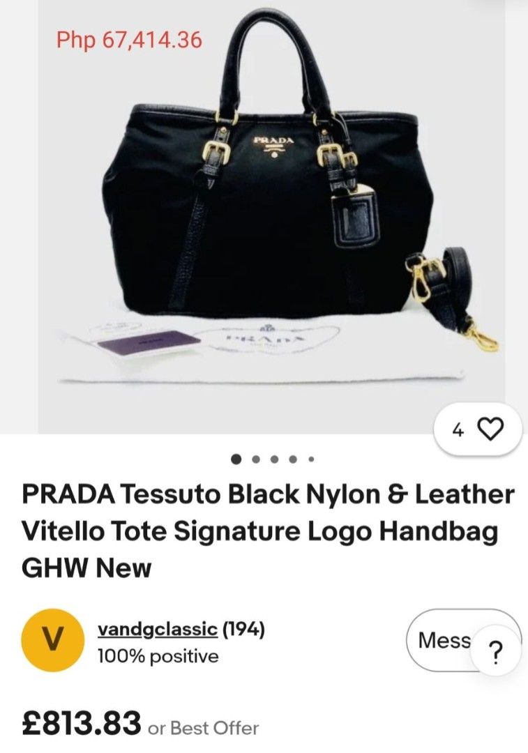 Preloved Prada Black Nylon &Leather Vitello tote M (Category: Luxury Bags & Wallets) located in Alicia. Submitted by celynahambotruecelyna39 (Listing ID 1462870532, Image 2). Description: .