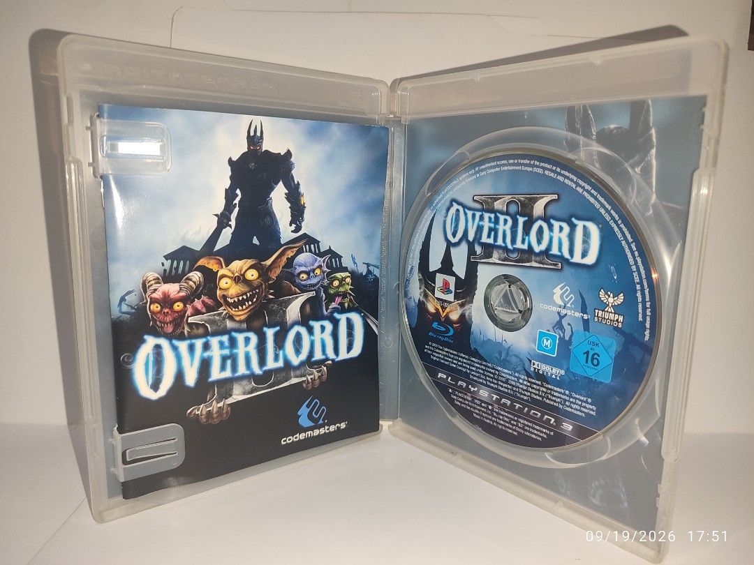 PS3 - Overlord 2 (PRE-OWNED) "EU" (Category: PlayStation) located in Mendez-Nunez. Submitted by sf2_gameshop (Listing ID 1462798750, Image 3). Description: PLEASE READ CONDITION: A pre-owned item. The disc has minor hairline scratches, but they're not affecting the gameplay. Tested working. It comes with a game manual. GENRE: Action role-playing MODE: Single-player, multiplayer REGION: 2 - Europe VOICE: English IN-GAME TEXT: English MANUAL: Engli