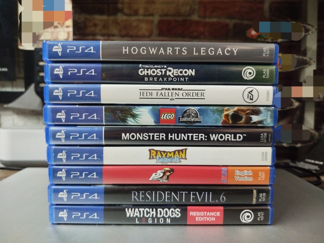 📀PS4 GAMES📀 (Category: PlayStation) located in Binan City. Submitted by pumpkiiin02 (Listing ID 1462723611, Image 1). Description: 📀 For Sale PS4 Games: 📀 🟩 Available 🟥 Sold 🟦 Generic Case + Disc Only 🟨 Reserved 🟧 Others 🟩 Hogwarts Legacy - ₱1,300 🟩 Ghost Recon Break Point - ₱800 🟩 Jedi Fallen Order: Star Wars - ₱800 🟩 Lego: Jurassic World - ₱700 🟩 Monster Hunter World - ₱500 🟩 Rayman Legends - ₱600 🟩 Persona 5 Royal - ₱1,200 🟥 R