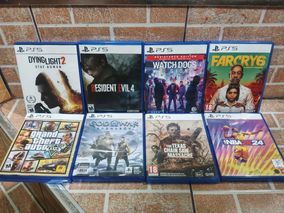 PS5 Games For Sale (Category: PlayStation) located in Caloocan City. Submitted by jbfuenzalida27 (Listing ID 1462835133, Image 1). Description: ps5 games Good condition Farcry 6-950 NBA 2k24- 300 Watchdogs legion -850 Dying light 2- 950 Resident evil 4- 1,300 GTA V - 1k Texas chainsaw massacre-900 God of war ragnarok -1,250 Meetup: c3 Caloocan or pick up.