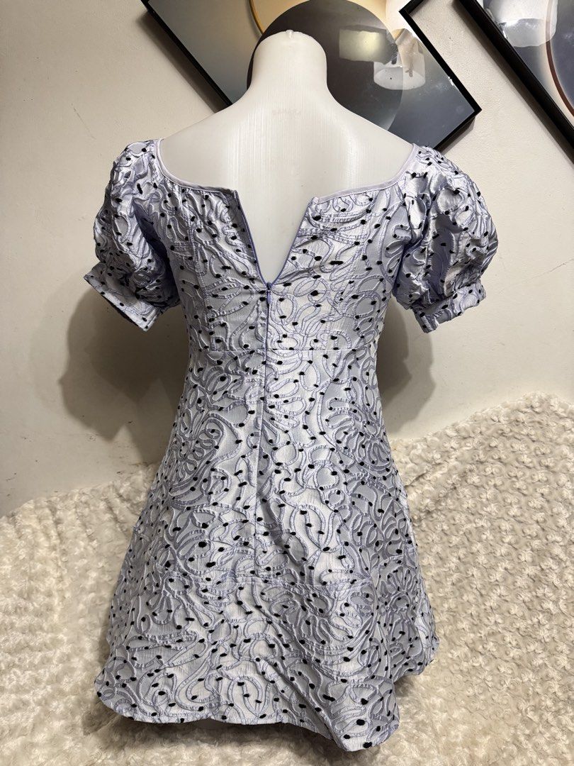 Puff Sleeve Square Neck Mini Dress (Category: Dresses) located in Marikina City. Submitted by lorradel (Listing ID 1462739527, Image 3). Description: - L: 32 in - Light mini dress - Puff sleeves - Square neckline - Textured pattern with black dot details - Back zipper closure - Short length - Ideal for parties or a night out - MAY HAVE some washable stains (hindi maiiwasan) needs washing; had been stored - mannequin size 34-26-34 - mannequin’s sh