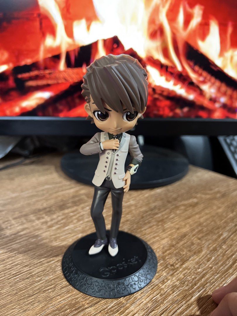 Q Posket Figure - Dandy Suit Character (Category: Figurines & Statues) located in Davao. Submitted by ajonlineshop.24 (Listing ID 1462718936, Image 2). Description: - Cute anime figure of a dandy guy - Dressed in a stylish suit, complete with vest and tie - Stands securely on a black display base - Ideal for anime collectors and enthusiasts - Adds a cool, sophisticated vibe to any desk or shelf - Features intricate details on his outfit and hair.
