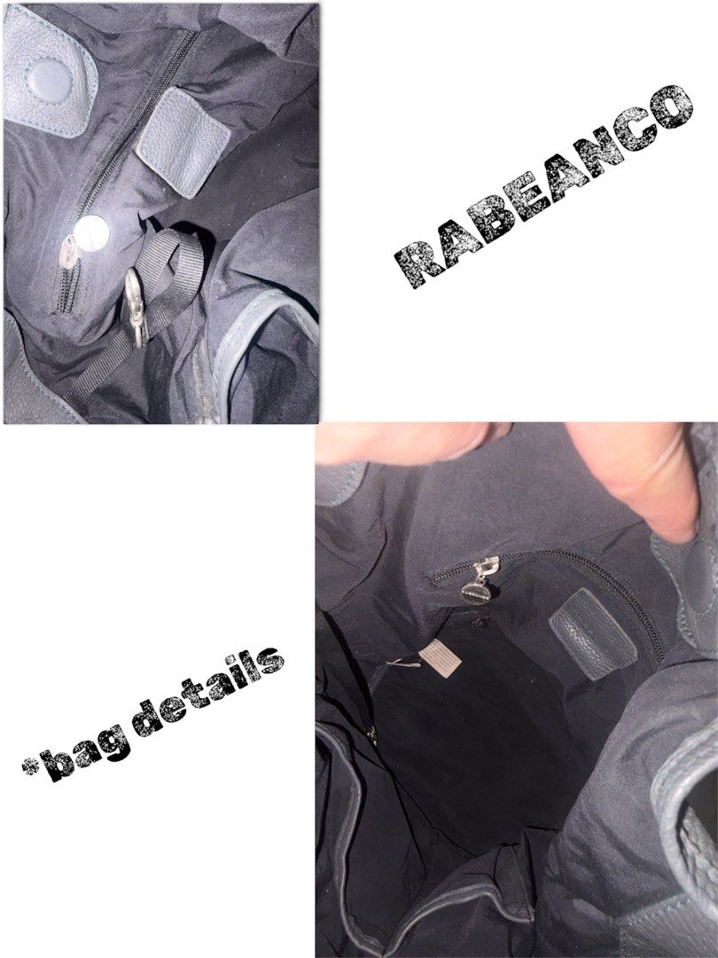 RABEANCO Gray Pebbled Leather Hobo Bag (Category: Shoulder Bags) located in Orani. Submitted by garage_poshbotique (Listing ID 1462795992, Image 3). Description: 𝓐𝓾𝓽𝓱𝓮𝓷𝓽𝓲𝓬 RABEANCO Gray pebbled leather hobo bag Material: Soft pebbled leather with a nice sheen Features: Contrasting black fabric lining, spacious interior, magnetic lock, Small hang tag, side zipper pocket Style: Classic and versatile, ideal for everyday use Size: approx. L 