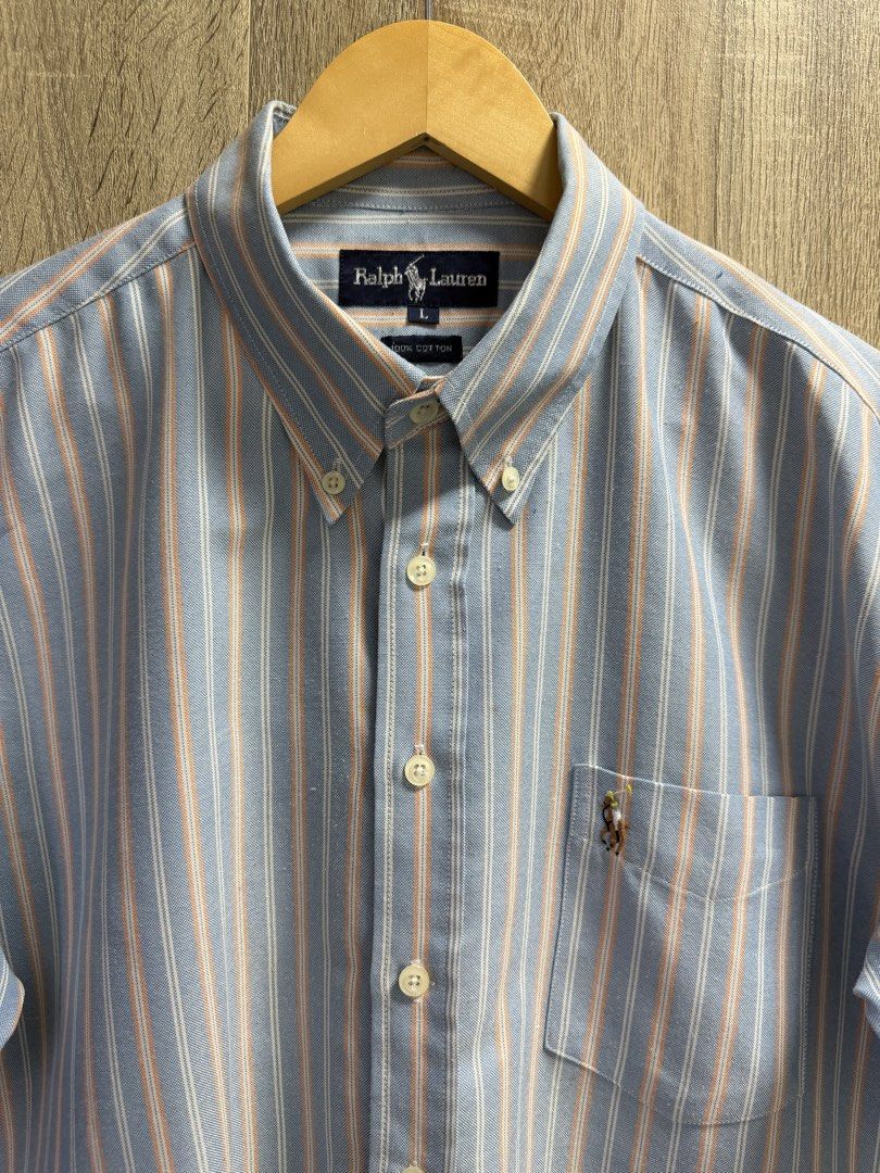 Ralph Lauren Striped Buttondown Polo (Category: Formal Shirts) located in Cavite. Submitted by PRIVATE.Selection (Listing ID 1462763926, Image 3). Description: Ralph Lauren Striped Buttondown Polo Size L fit to XL W- 23 L- 29 Good as New .
