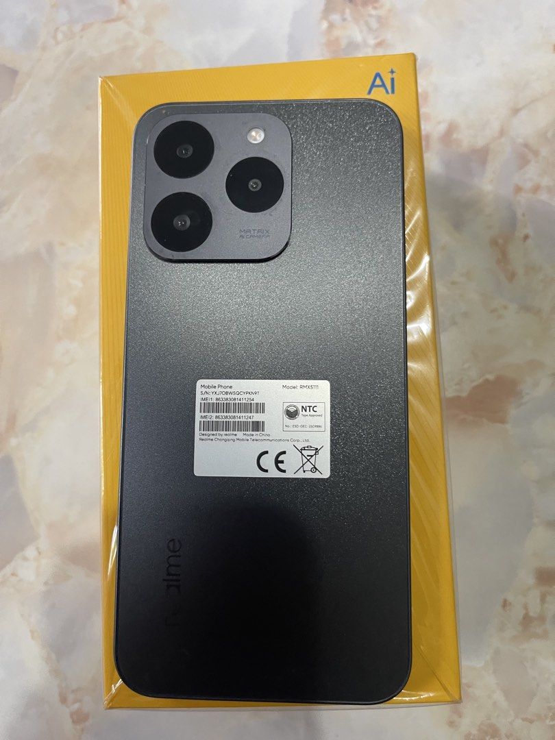 Realme 15T (Category: Realme) located in Bulacan. Submitted by chivalrymma (Listing ID 1462805158, Image 2). Description: DISPLAY • Screen Type: AMOLED • Screen Size: 6.57” • Screen Resolution: FHD+ Resolution (1080*2372) • PPI: 397 • Screen-to-Body Ratio: 93% • Refresh Rate: 120Hz • Touch Sampling Rate: 240Hz • Brightness: 1,000 Nits (typ.); 1,400 Nits (HBM); 4,000 Nits (Peak) • Extra Features: IP69, IP68, IP66 Dust-proof & Waterproof; DT-Star D