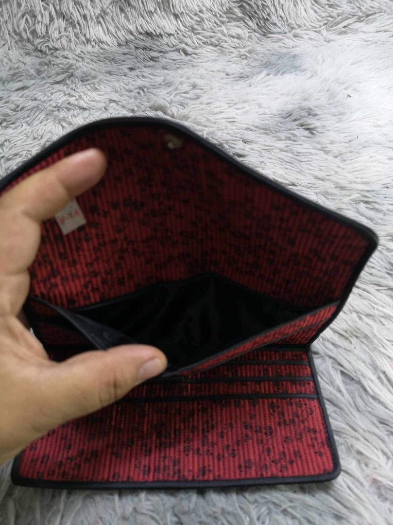 Red With Black Floral Envelope Style Flap Long Wallet (Category: Wallets & Card holders) located in Santa Cruz. Submitted by jmy_surplus.2 (Listing ID 1462820335, Image 3). Description: Size ; L - 4.2 W - 7.4 Color ; Red Type ; Wallet Brand ; No brand Material ; Synthetic Style ; Red Snap Closure Long Wallet LR 129 JMY 3 Batch #223.