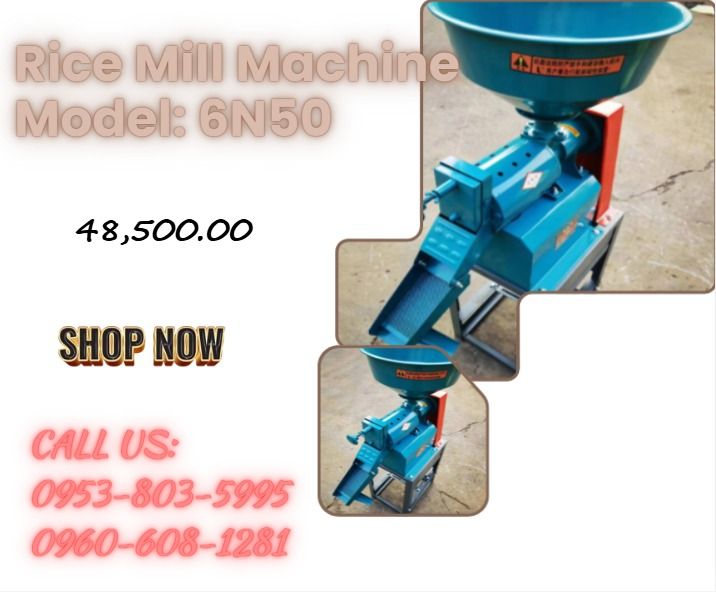 Rice Mill Machine Model: 6N50 (Category: Other Home Appliances) located in Aroroy. Submitted by 09602831019 (Listing ID 1462774354, Image 1). Description: •Model:6N50 •Packing size:52*37*57cm •Weight: 33kg •Motor packing size: 40*27.5*26.5cm 25kg •power:2.6kw •voltage:220v/50hz •capacity:500kg/h •cbm:0.14cbm •wt: 58kg .