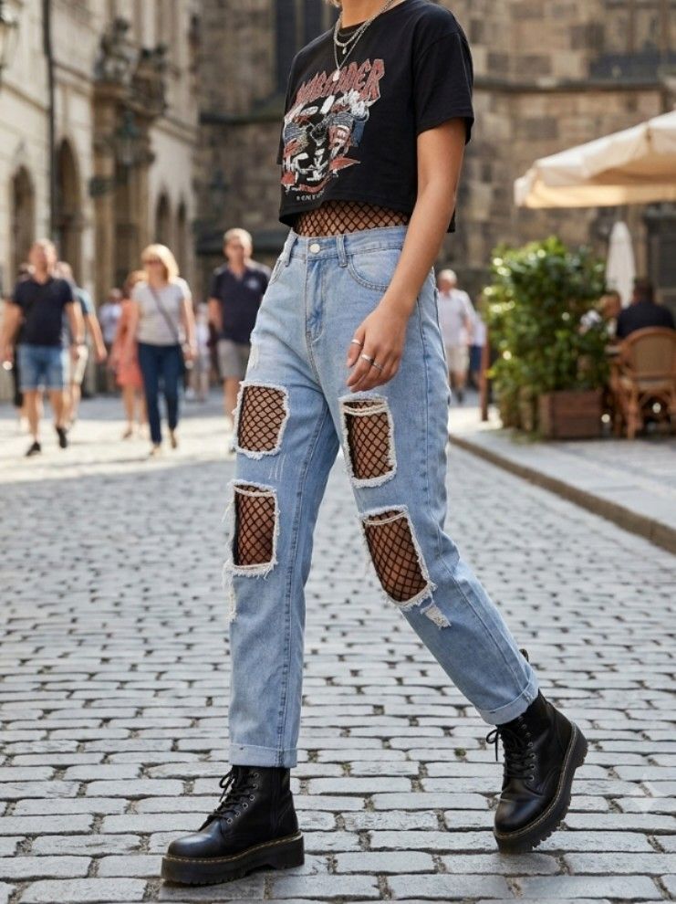 Ripped jeans with net (Category: Jeans) located in Bocaue. Submitted by jessdcluters (Listing ID 1462809098, Image 1). Description: .