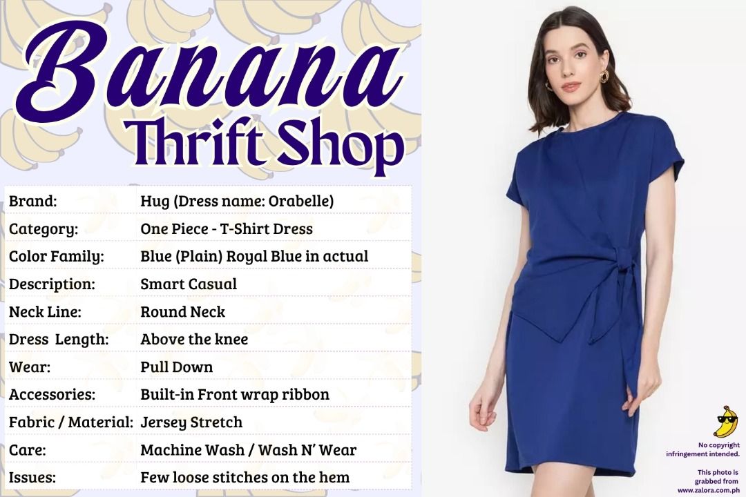 Royal Blue Front Tie Jersey Dress (Category: Dresses) located in Malolos. Submitted by bananathrifts2026 (Listing ID 1462794182, Image 1). Description: Item is on-hand and not in use. Reason for Selling: Decluttering Minimal lint (himulmol) on the neck area and hip area. In good condition. (actual photos to-follow).
