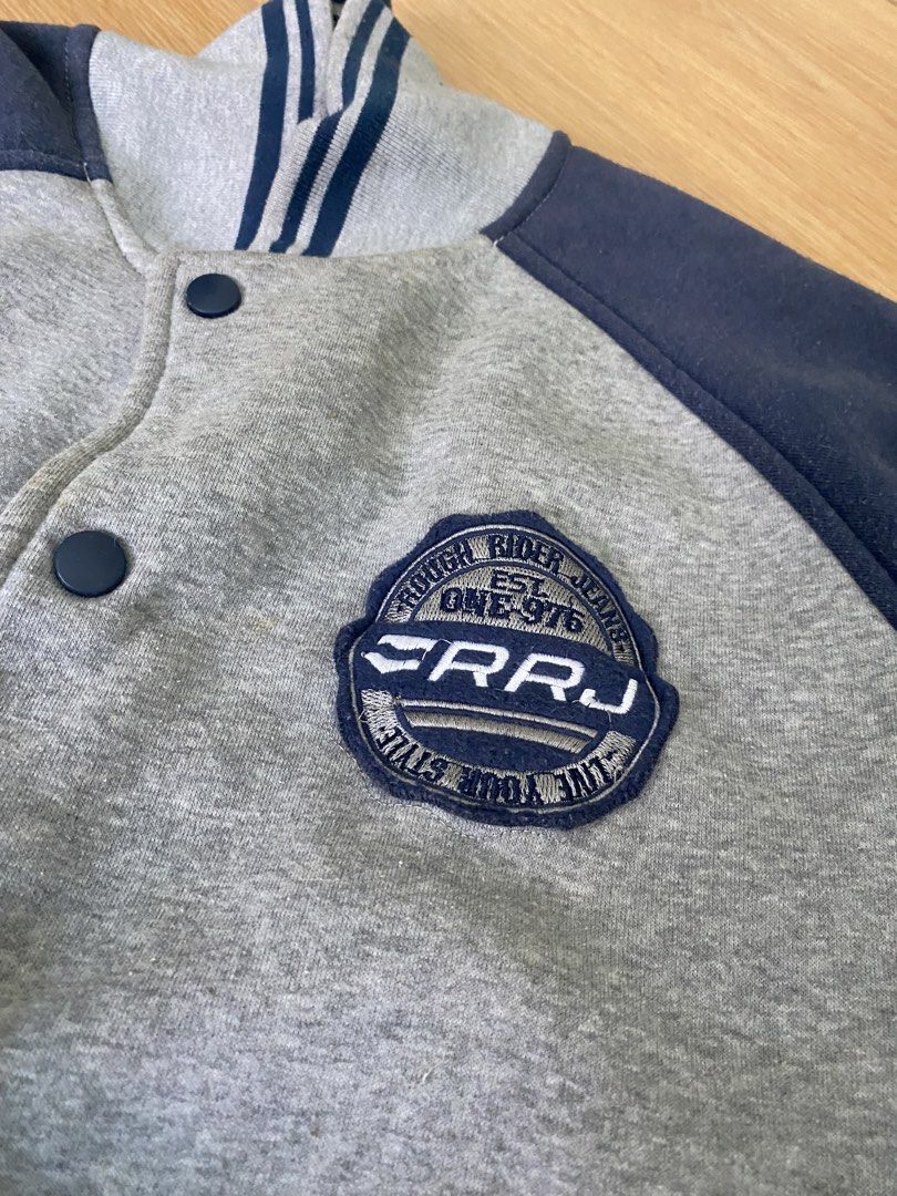 RRJ embedded heavy varsity jacket (Category: Coats, Jackets and Outerwear) located in Manila. Submitted by bran.yee (Listing ID 1462692838, Image 2). Description: Woolxcoottonish Need wash lang. can do jnt shoulder but the buyer location makati .