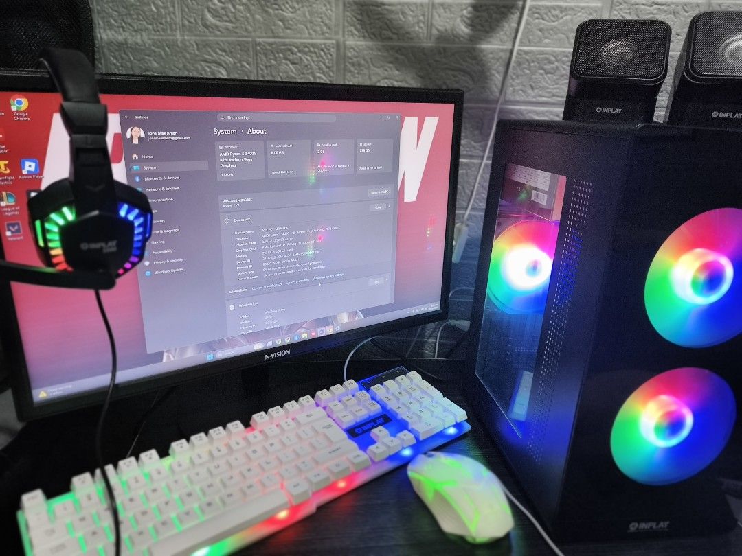 Ryzen 5 3400G (Category: Desktops) located in Manila. Submitted by braveturtle.add8ba (Listing ID 1462843690, Image 2). Description: AMD Ryzen 5 3400G With Radeon Vega RAM: 8gb STORAGE (SSD) : 238 gb OPERATING SYSTEM: Windows 11 MOUSE AND KEYBOARD: Inplay STX200 SPEAKER: Inplay MS001 HEADSET: Inplay S500 Good As Brand New ( 1 month old ) LOCATION: G.M.A CAVITE.