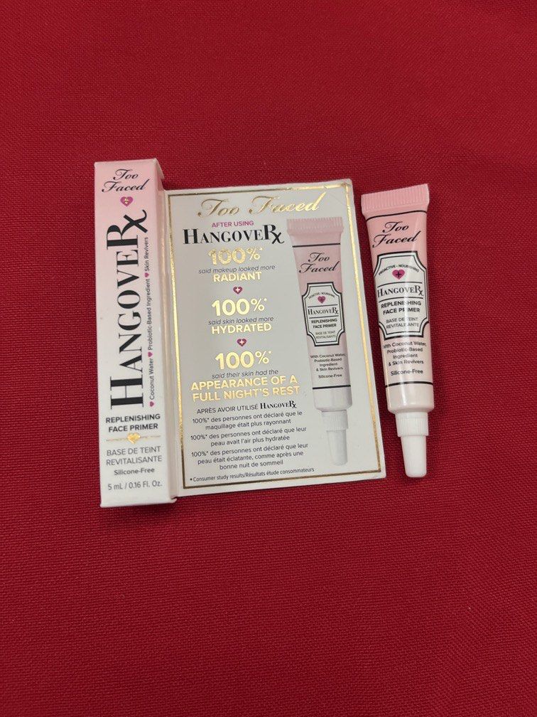 Sale TOO FACED HANGOVER REPLENISHING FACE PRIMER (Category: Makeup) located in Manila. Submitted by luxeclassyshop (Listing ID 1462686830, Image 2). Description: Sale sale sale TOO FACED HANGOVER REPLENISHING FACE PRIMER 5ml.