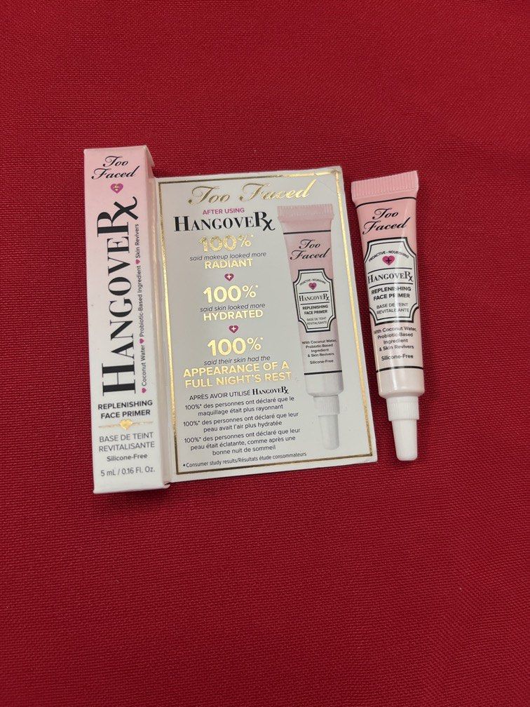 Sale TOO FACED HANGOVER REPLENISHING FACE PRIMER (Category: Makeup) located in Manila. Submitted by luxeclassyshop (Listing ID 1462686830, Image 1). Description: Sale sale sale TOO FACED HANGOVER REPLENISHING FACE PRIMER 5ml.