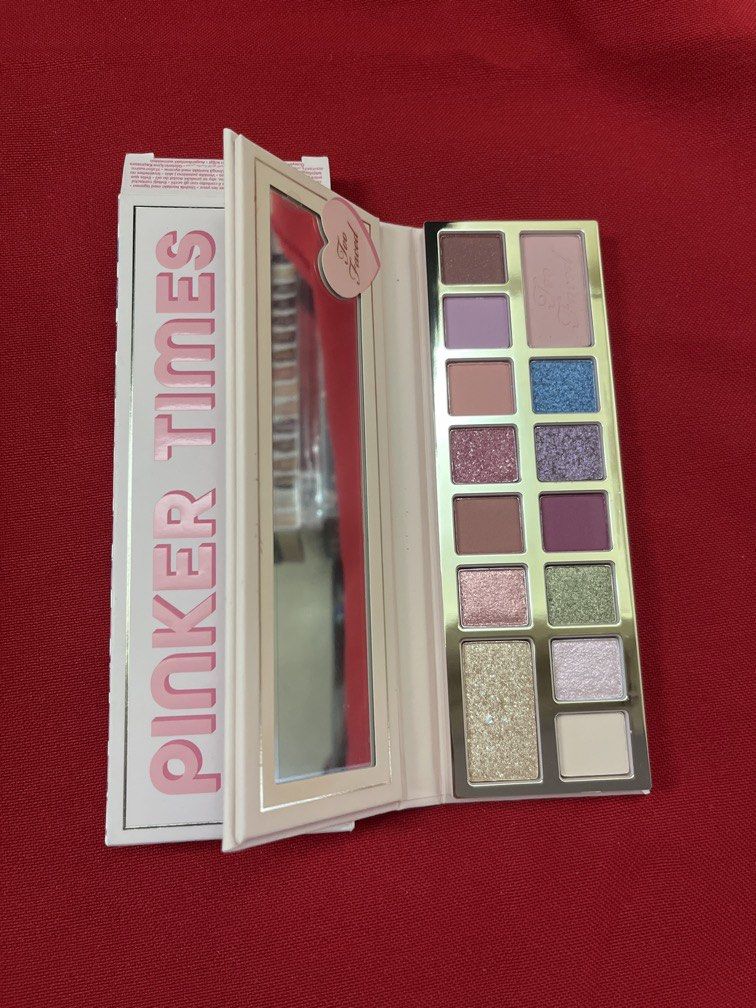 SALE TOO FACED PINKER TIMES AHEAD EYESHADOW (Category: Makeup) located in Manila. Submitted by luxeclassyshop (Listing ID 1462699992, Image 2). Description: SALE TOO FACED PINKER TIMES AHEAD EYESHADOW 10g 0.26oz Sunday funday Cotton candy Good trouble Girls girl Pop bubble Roae over bros Happy camper Love light Catching feelings All the feels Free spirits Choose joy Flirt Good vibes only.