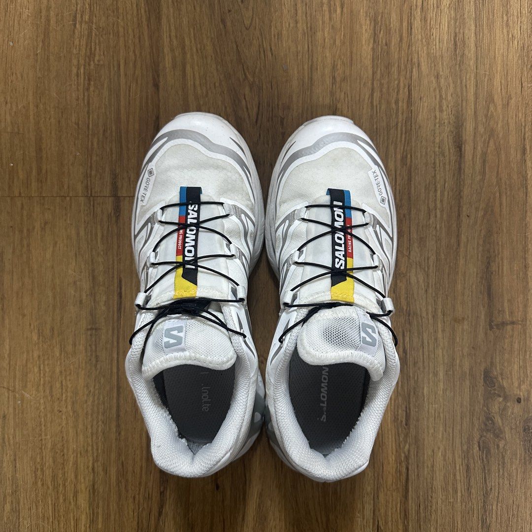 Salomon XT-6 Gore-tex (GTX) White/Silver (Category: Sneakers) located in Manila. Submitted by jemsnotgem (Listing ID 1462786210, Image 2). Description: - Salomon XT-6 GTX Shoes - Color: White/Silver - Size: UK 3.5 / EUR 36 / US 5 (women) / US 4 (men) - Gender: Unisex - Gore-Tex Waterproof Membrane - Includes Original Box - Minor signs of wear. Not really visible from afar - Originally bought for 14,990 - MOP: BPI, GCash, Maribank.