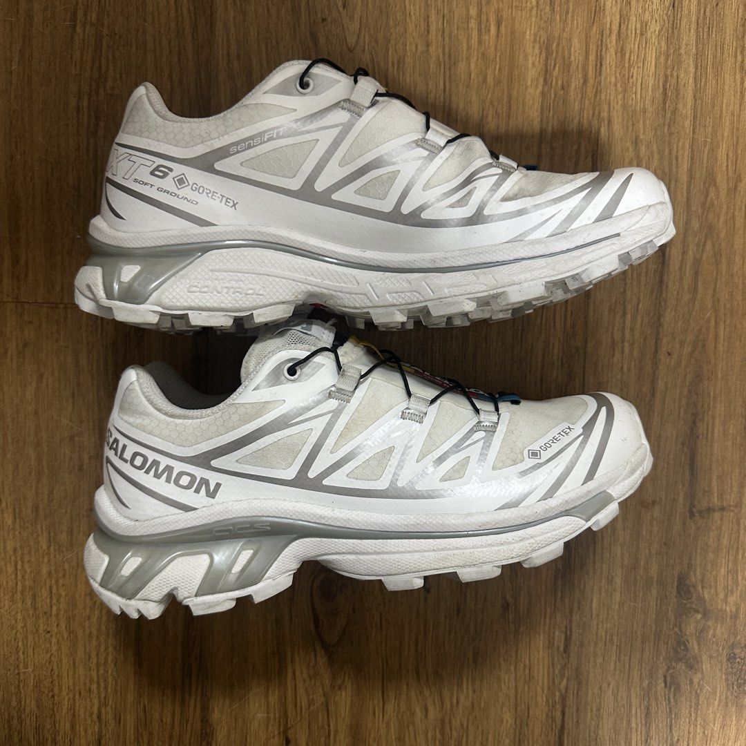 Salomon XT-6 Gore-tex (GTX) White/Silver (Category: Sneakers) located in Manila. Submitted by jemsnotgem (Listing ID 1462786210, Image 3). Description: - Salomon XT-6 GTX Shoes - Color: White/Silver - Size: UK 3.5 / EUR 36 / US 5 (women) / US 4 (men) - Gender: Unisex - Gore-Tex Waterproof Membrane - Includes Original Box - Minor signs of wear. Not really visible from afar - Originally bought for 14,990 - MOP: BPI, GCash, Maribank.