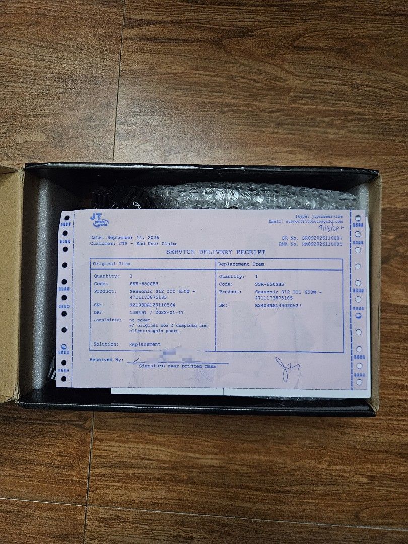 Seasonic S12III 650W (Category: Computer Parts) located in Bulacan. Submitted by gerowdesu (Listing ID 1462724456, Image 2). Description: For sale only - P3,000 Newly RMA Seasonic S12III 650 PSU Brand new replacement from JTPhotoworld Never been used RFS: Already upgraded PM for inquiries.