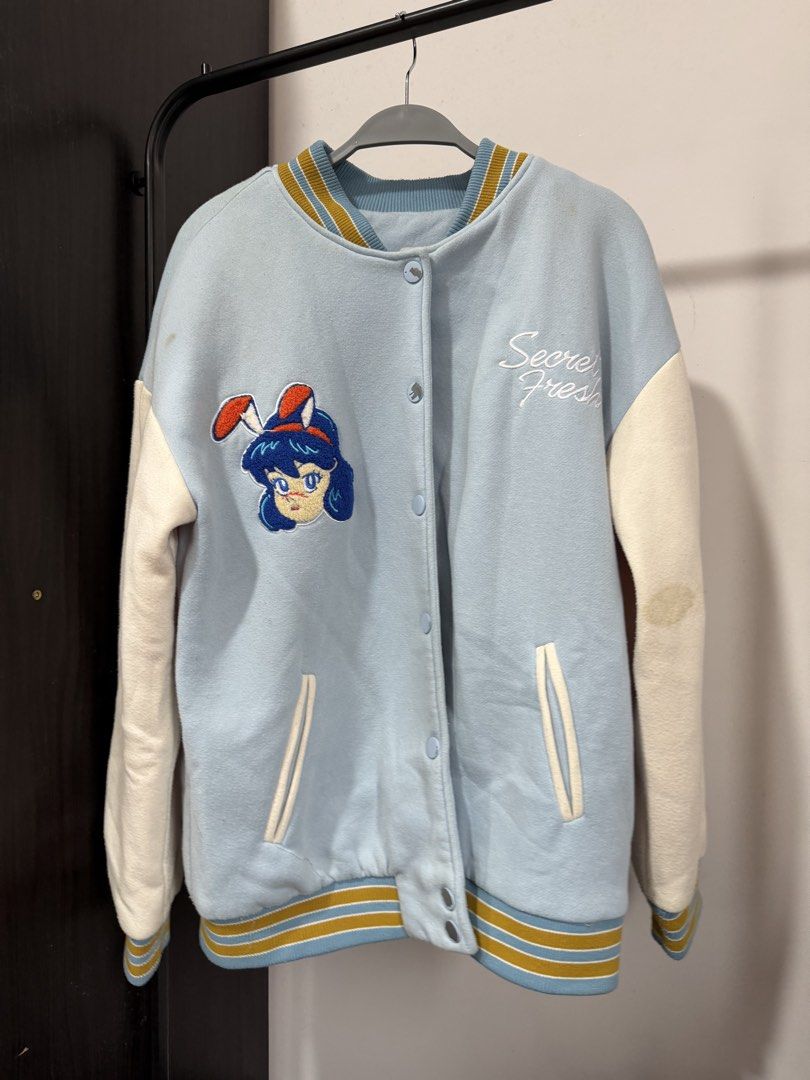 SECRET FRESH Kawaii Anime Varsity Jacket (Category: Coats, Jackets and Outerwear) located in Cavite. Submitted by jauzjauz (Listing ID 1462835813, Image 2). Description: DIMENSIONS 22x27 STYLE: Thick Varsity Jacket Flaws please see the last 3 photo Bought it SRP selling it for 1k I can accept reasonable offer!🤝.