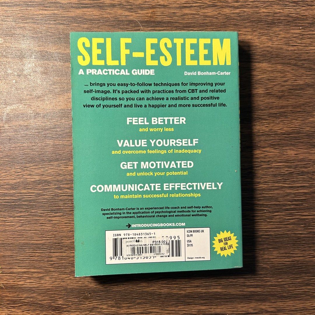 Introducing Self-Esteem: A Practical Guide by David Bonham-Carter (Paperback) (Category: Textbooks) located in Mandaluyong City. Submitted by declutterbebe (Listing ID 1462715374, Image 2). Description: 📖 Unlock your potential, manage anxiety, and communicate more effectively in personal relationships..