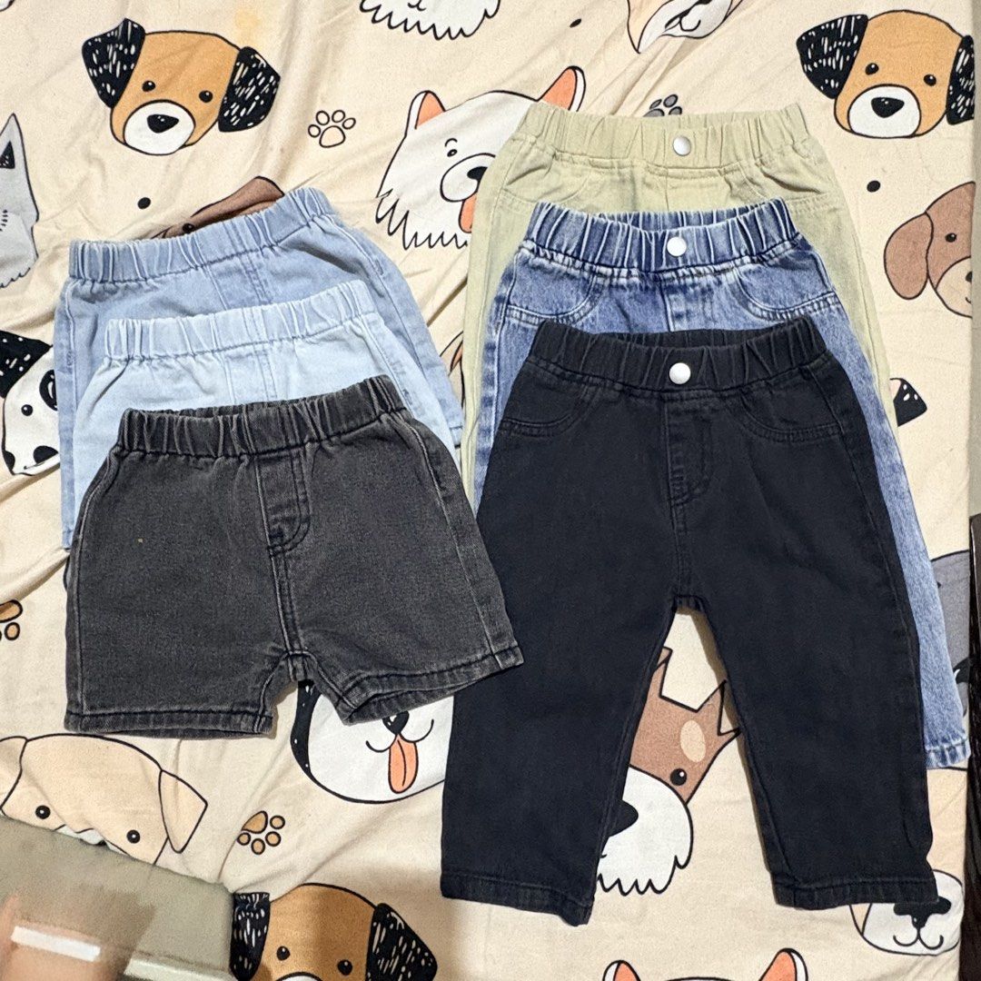 Shein 9-12m denim pants (Category: Babies & Kids Fashion) located in Bacoor. Submitted by prelovhia (Listing ID 1462790672, Image 1). Description: SHORTS NOT INCLUDED PANTS ONLY!!! Shein 9-12m on tag Can fit up to 18m-24m if petite Black & Denim- no issue Khaki- stain (see pics) MOP: Gcash/BPI MOD: J&T/Lalamove.