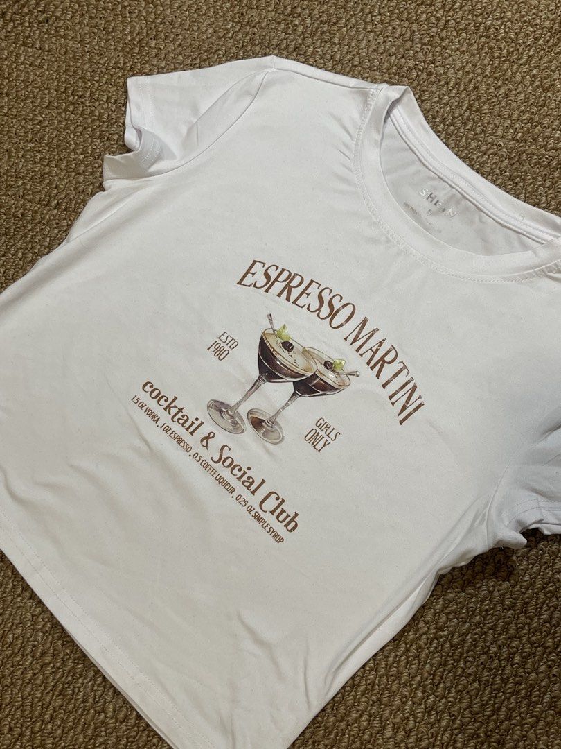 Espresso Martini Tee - S (Category: Shirts) located in Pasig City. Submitted by miafml-closet-cleanout (Listing ID 1462746779, Image 1). Description: - material: 95% polyester, 5% spandex posted price is fixed ♡ will not respond to hagglers. 💵 mop: gcash / bdo / maribank / unionbank 🛵 courier: any as long as arranged by buyer 🙅🏻‍♀️ no requested worn photos ❌ no meet-ups.