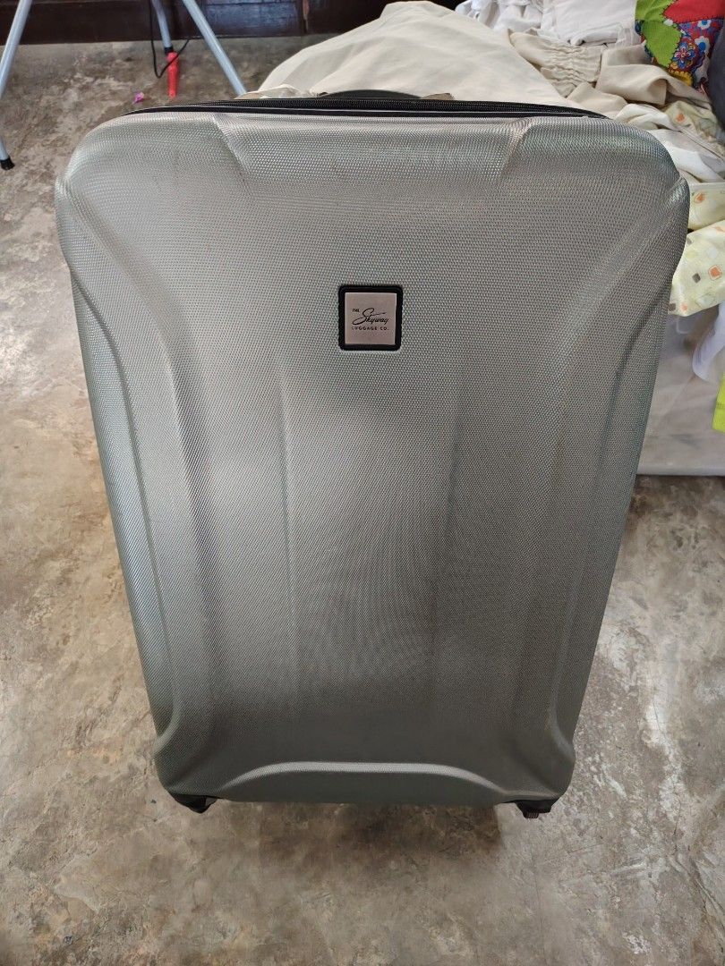 Skyway Luggage Co. Silver Hardshell Spinner Luggage (Category: Luggage) located in Manila. Submitted by purediamond888 (Listing ID 1462743811, Image 1). Description: - Brand: Skyway Luggage Co. - Color: Silver - Type: Hard Shell Luggage - Exterior: Textured finish -160 USD original price - Closure: Zipper - Wheels: Spinner wheels for easy maneuverability - Ideal for: Travel.