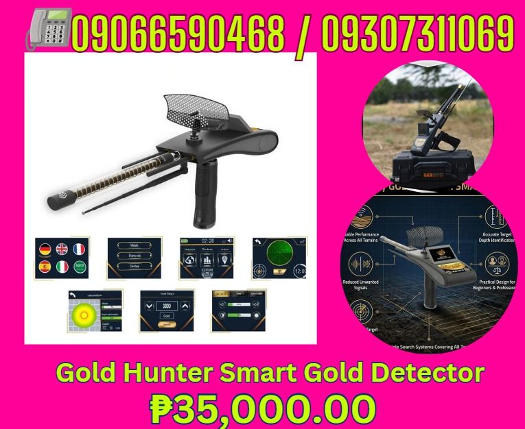 Smart Gold Hunter Long Range Locator Gold Detector (Category: Looking For) located in Aroroy. Submitted by 09307311069 (Listing ID 1462686277, Image 1). Description: Gold Hunter Device- Locator You can choose the type you are looking for from the list as follow: 1. Choose to search for treasures and gold underground 2. Search for natural gold and veins of gold and gold nuggets and underground mines 3. Search for underground diamonds 4. Search for