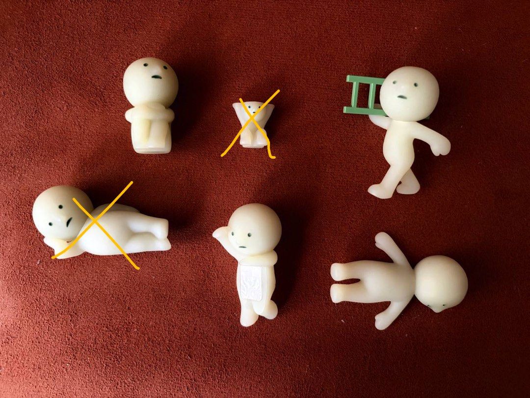 Smiski Set (Category: Designer & Blind Box Toys) located in Las Pinas. Submitted by cmrqz (Listing ID 1462727341, Image 1). Description: -Buy all for 1,200 -Can also do per piece, DM for prices -RFS: decluttering.