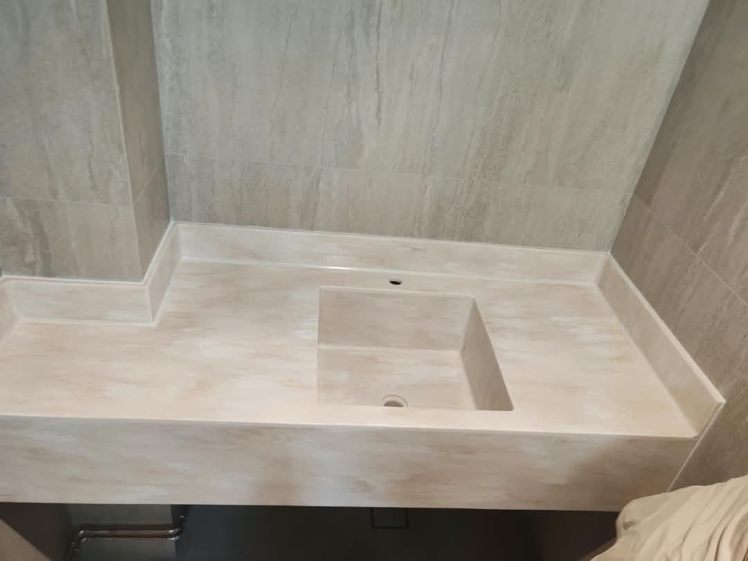 Solid Surface Customize Basin (Category: Bathroom & Kitchen Fixtures) located in Singapore. Submitted by directfactorycountertop (Listing ID 1462736074, Image 1). Description: Kitchen Solid Surface Customize Sink 📍 Stone Colour: Brown Travertino Warm brown tones with a natural travertine-inspired texture, bringing a calm, elegant and timeless look to the bathroom. 🤎 This custom-made Brown Travertino Solid Surface countertop features an integrat