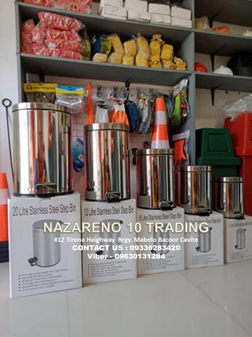 STAINLESS TRASH BIN WITH FOOT PEDAL (Category: Looking For) located in Bacoor. Submitted by kajezame.2021 (Listing ID 1462707065, Image 1). Description: STAINLESS TRASH BIN WITH FOOT PEDAL For More Details and Discount Contact Ms. Karen NAZARENO 10 TRADING 0963 0131 284 0933 6283 420 0956 7028 557 0933 8559 510 Landline: Look for Ms. Karen (046 ) 416 3920 Also available: • Traffic cone • Parking Block stopper • Hooded trash bin • Road Plastic Bar