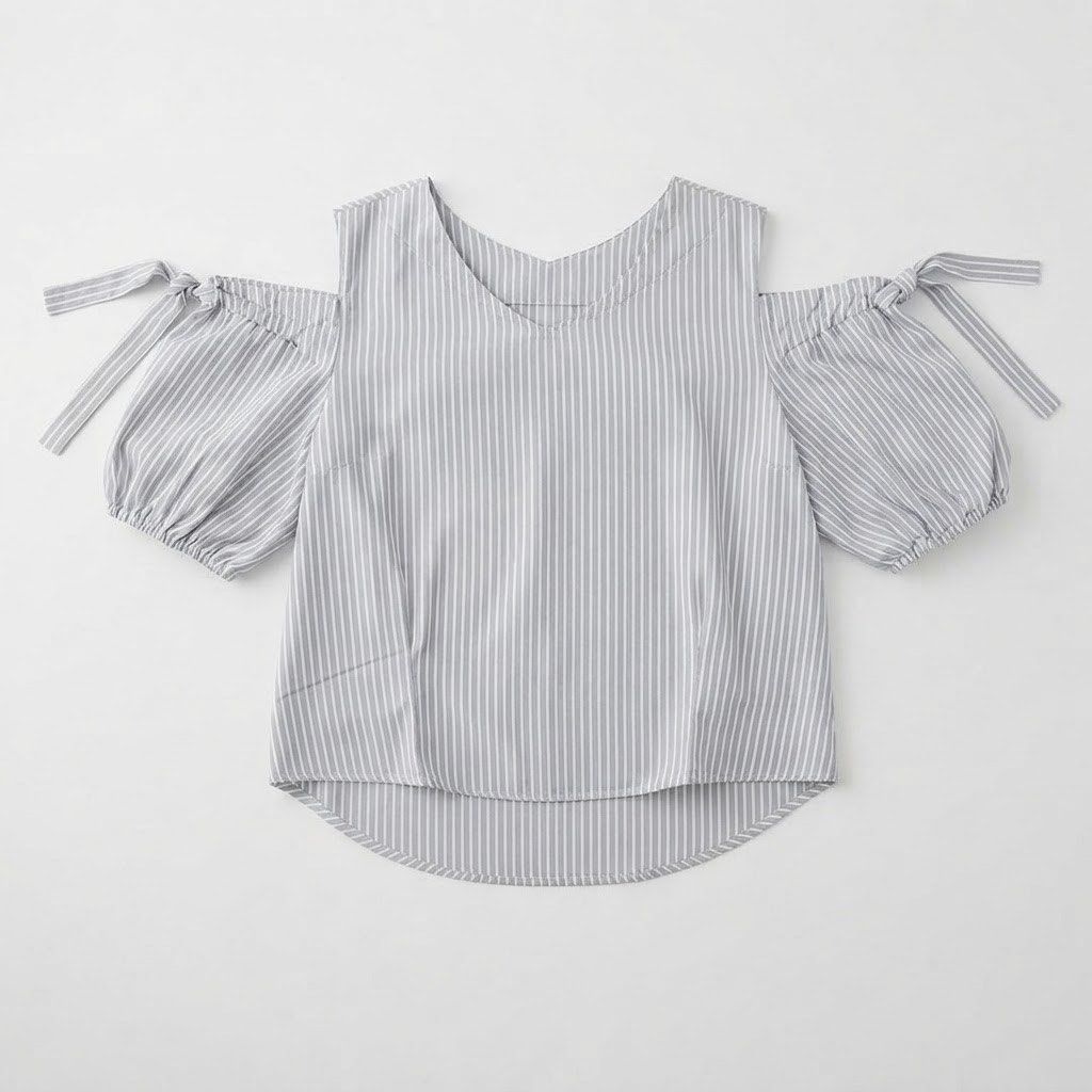 Striped Cold Shoulder Top (Category: Blouses) located in Marikina City. Submitted by prelovedbydee. (Listing ID 1462878536, Image 1). Description: - light blue & white - size: xs - semi m (estimation only) can negotiate ☺️.