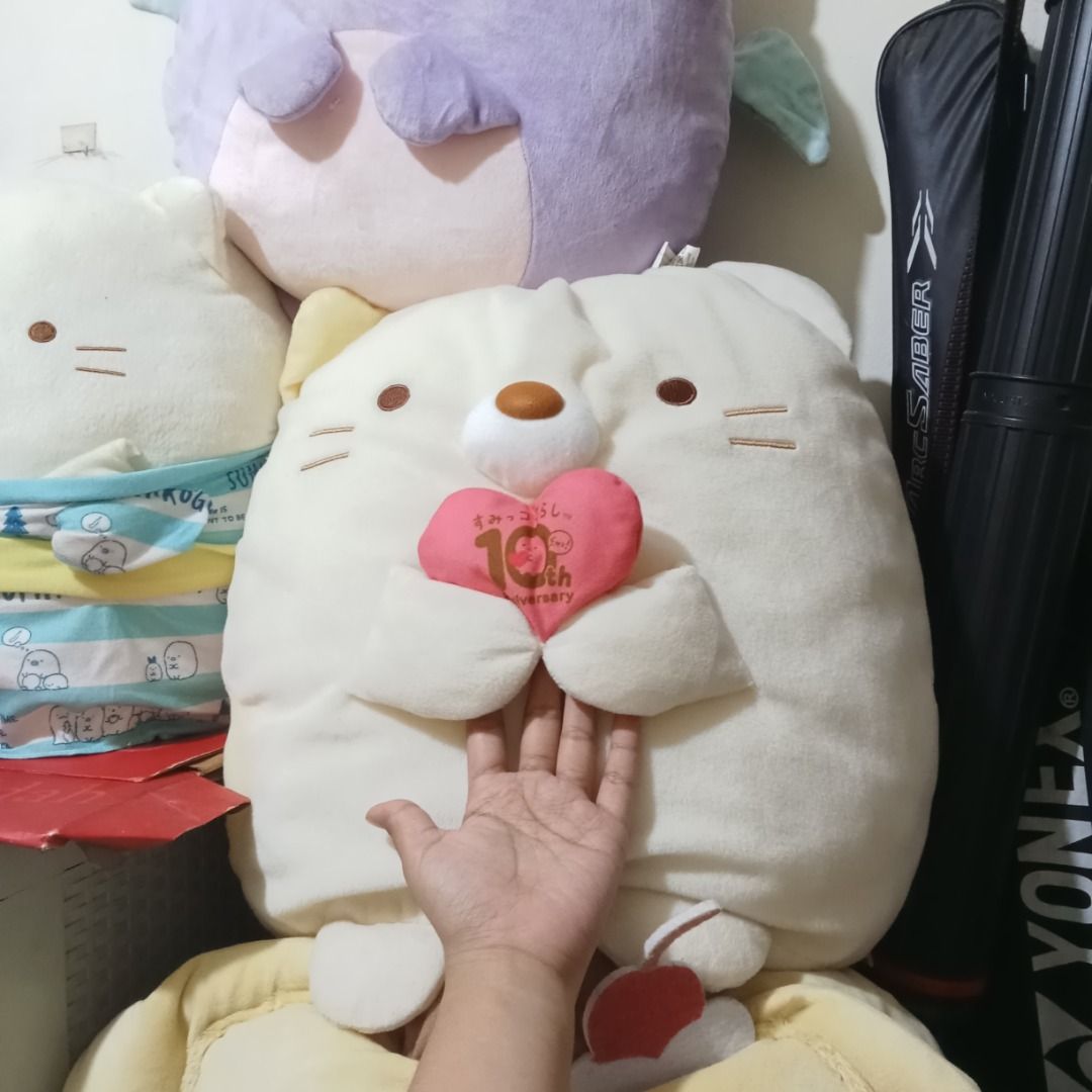 Sumikko Gurashi - 10th Anniversary Edition (Category: Plushies & Soft Toys) located in Quezon City. Submitted by trinket_cat (Listing ID 1462109828, Image 1). Description: - Large white cat plush holding a pink '10th Anniversary' heart ONLY - Sumikko Neko 10th anniversary -Jumbo.