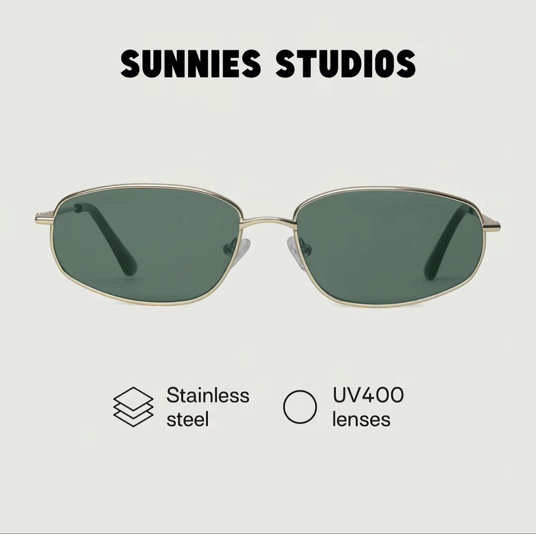 Sunnies Studios Ryder Wide White Gold Sunglasses (Category: Sunglasses & Eyewear) located in Baguio. Submitted by iacy.finds (Listing ID 1462824874, Image 2). Description: COMPLETE INCLUSION - Shades - Pouch - Wiping cloth - Paperbag - Brand: Sunnies Studios - Model: Ryder Wide - Frame Color: White Gold - Frame Material: Stainless Steel - Lens Feature: UV400 protection - Shape: Rectangular - Style: Great for everyday wear.