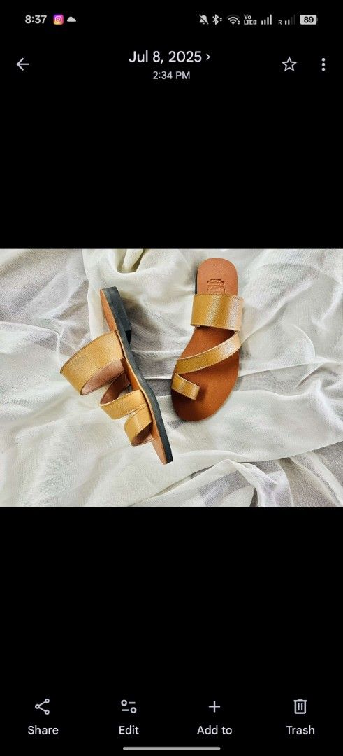 Tan Leather Toe Loop Flat Sandals (Category: Flats & Sandals) located in Quezon City. Submitted by trace.abella (Listing ID 1462829658, Image 2). Description: - Comfortable tan leather sandals - Easy slip-on style with a toe loop - Stylish strappy design - Ideal for casual wear - Versatile: pairs well with many outfits - Selling as a pair 36-39.
