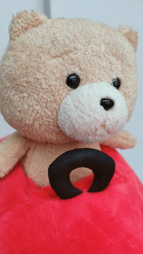 8" Ted 2 plush (Category: Plushies & Soft Toys) located in Taguig. Submitted by adopt.my.plush.ph (Listing ID 1462764932, Image 2). Description: This is a Ted 2 plush collectible featuring the movie's main character, Ted the teddy bear, sitting inside a bright red plush car. The front of the vehicle is detailed with the white embroidered "ted2" logo and two white headlights. *as is, sew-in toy label was cut-off/removed.