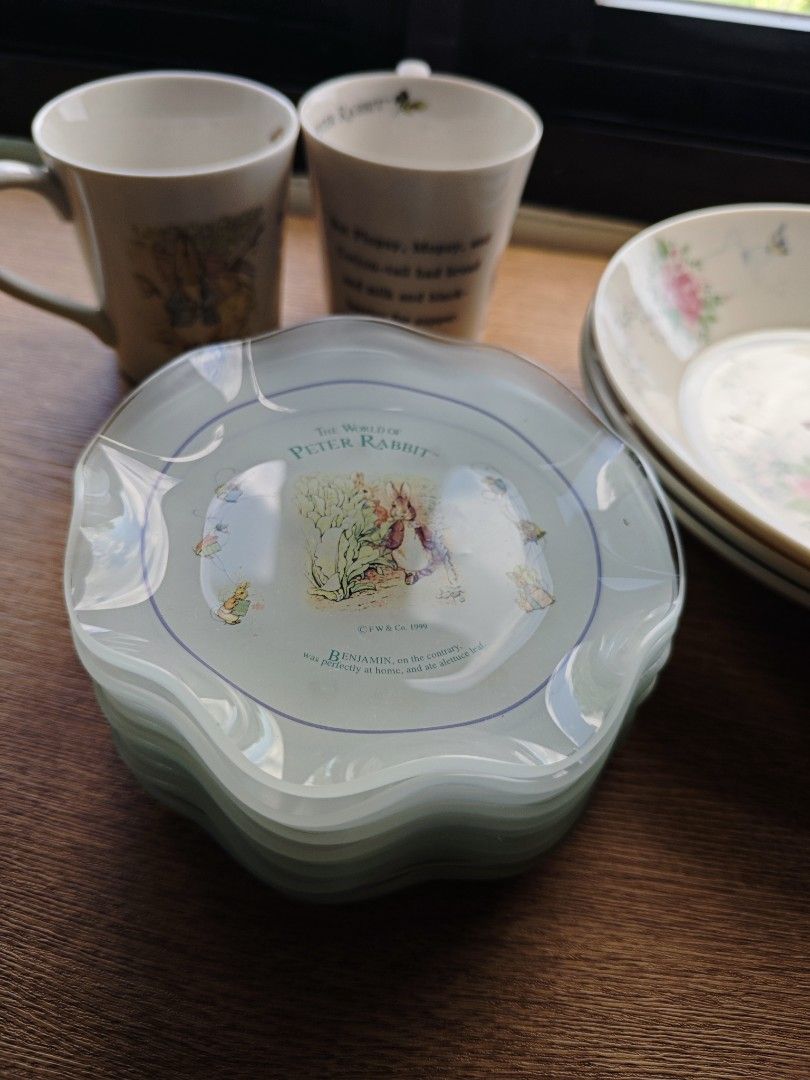 The World of peter Rabbit (Category: Dinnerware & Cutlery) located in San Miguel. Submitted by mharly0221 (Listing ID 1462705016, Image 3). Description: all set Original made in Japan 3 pcs 8 inches Plate 10pcs saucer 2 pcs Mug Take all as is ..