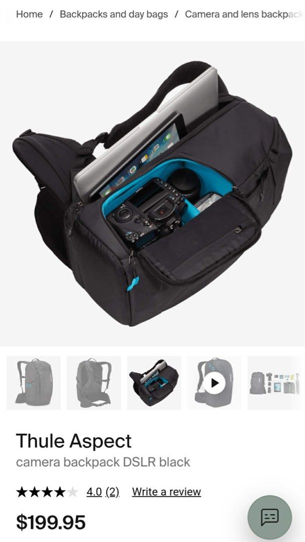 Thule Aspect dslr camera bag (Category: Camera Bags & Carriers) located in San Pablo. Submitted by shenettdaily (Listing ID 1462780275, Image 2). Description: Thule Aspect Camera backpack DSLR black Issue: missing hip belt, pero yung attachment sa loob najan pa. See actual posted photo’s for reference. Price: 2500 + SF Location: San Pablo City, Laguna First to Pay policy No Reservations MOP Gcash/ Pick up J&T courier ❌COD/COP PM/DM for faster tra