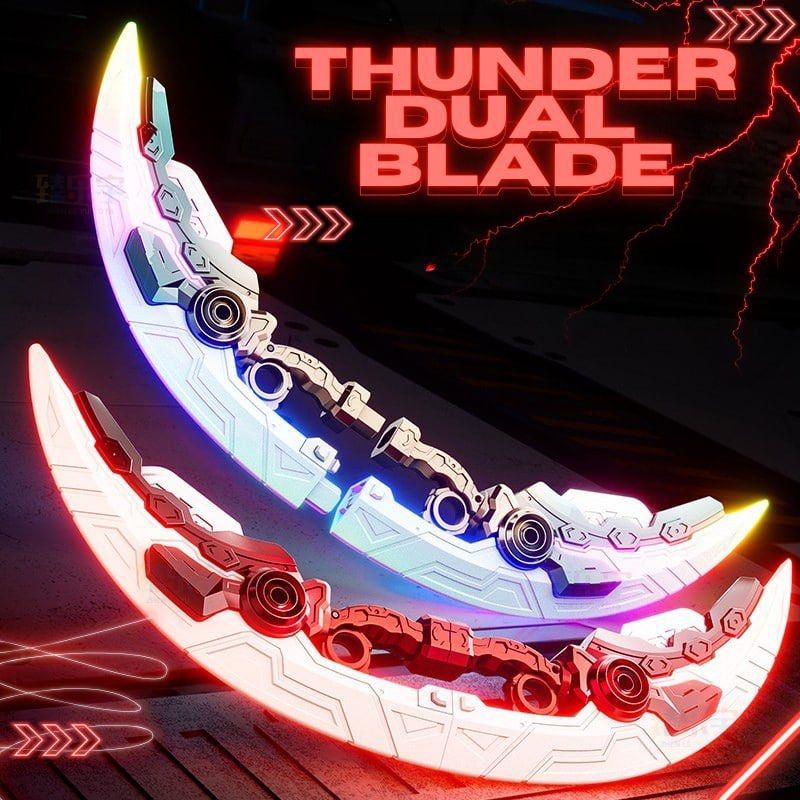 Thunder Dual Blade Toy (Category: Action & Battle Toys) located in Quezon City. Submitted by tanyachoa (Listing ID 1462764904, Image 1). Description: 🎈with mist 🎈with lights and sounds 🎈with charging cord 🎈rechargeable 2 Variations Green Red.