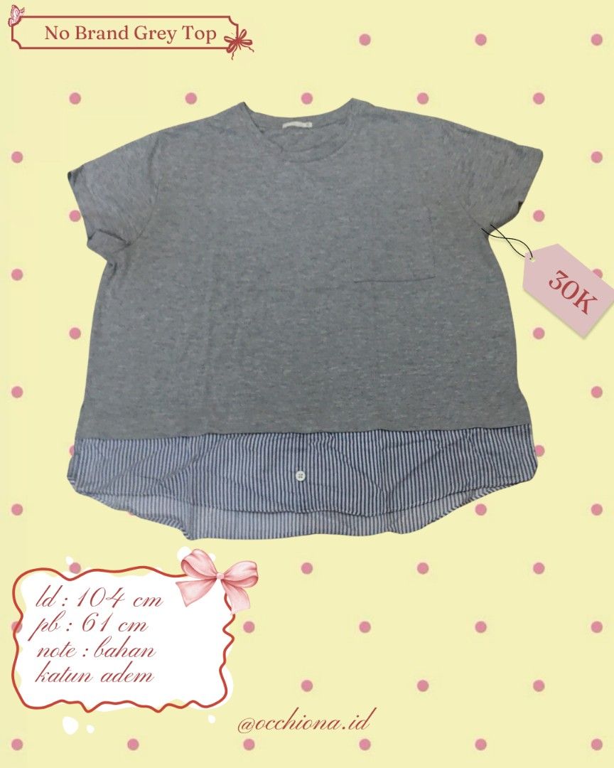 top basic (Kategori: Atasan) berada di Palembang. Dikirim oleh cher.studio (ID iklan 1462722503, Gambar 2). Deskripsi: ld 104 cm p 61 cm T&C ♡ • Cek detail defect & kondisi pada deskripsi sebelum checkout. • No return, refund, exchange, & complaint. • Foto pertama AI hanya sebagai reference, jadi jangan terlalu dijadikan patokan. Acuan utama: real photo + description. • Checkout = setuju dengan T&C 🎀.