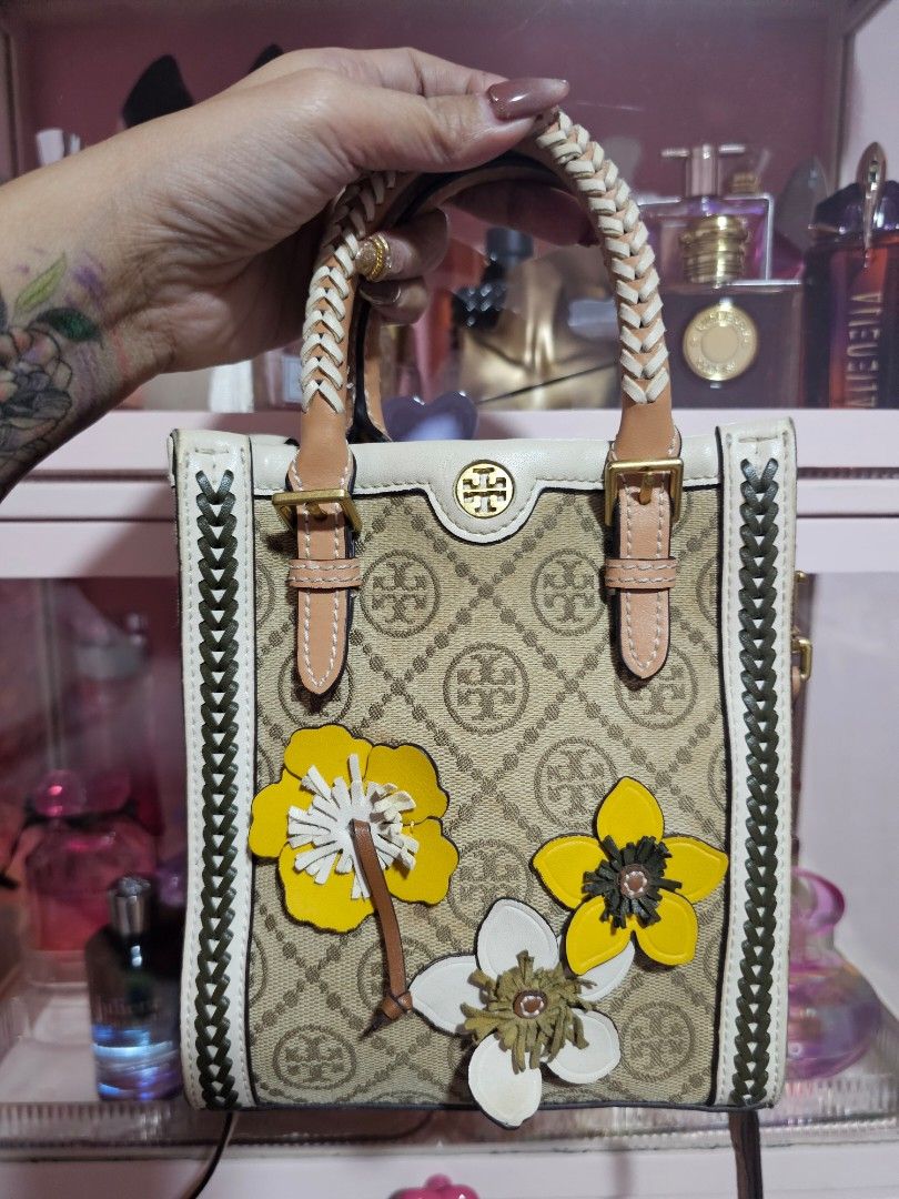 Tory Burch T Monogram Applique mini bag (Category: Shoulder Bags) located in Angeles City. Submitted by kodachi10 (Listing ID 1462851245, Image 1). Description: limited edition Tory Burch Mini T Monogram applique braided bag some signs of use unique!.