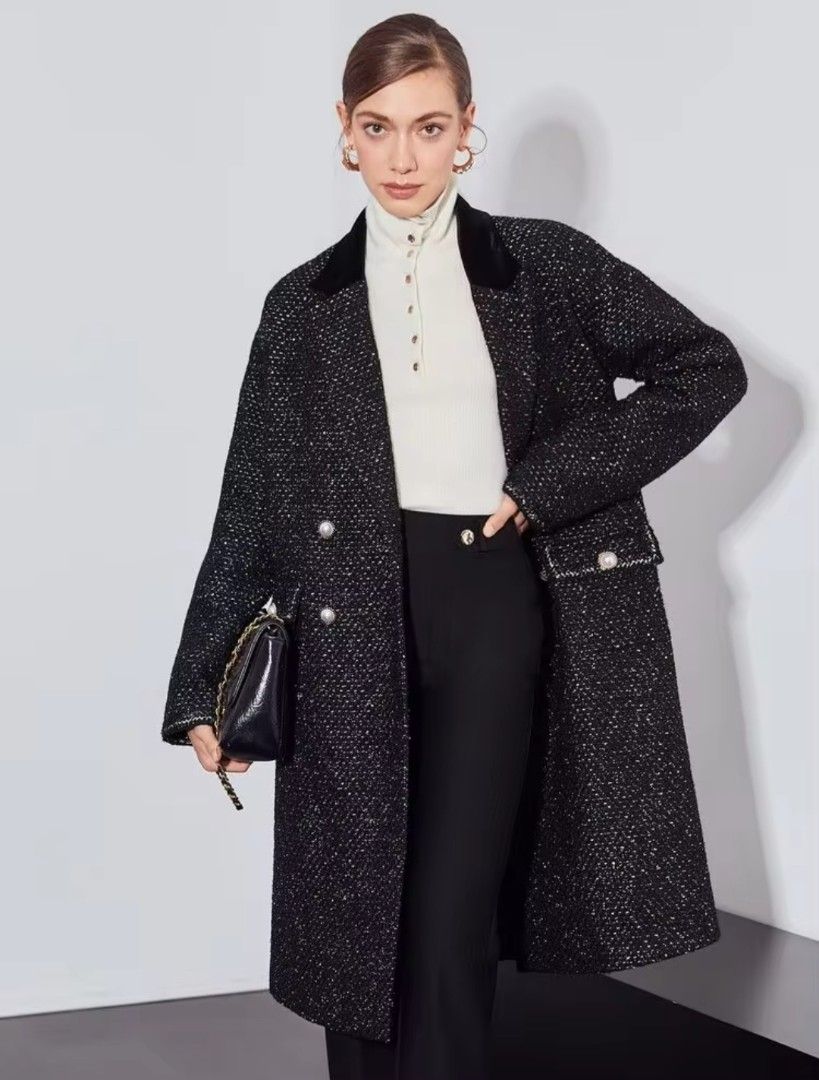Tweed Long Coat / Overcoat for Winter-Autumn (Category: Coats, Jackets and Outerwear) located in Caloocan City. Submitted by modishthriftstore (Listing ID 1461284577, Image 1). Description: Yes Available NO LOW Ballers pls XL. size Knew length/ mahaba po ito makapal, Brand-new with Tag para kang nka Cha_nel dto Velvet Collar, Loc: Rainbow Village 5 North Caloocan.