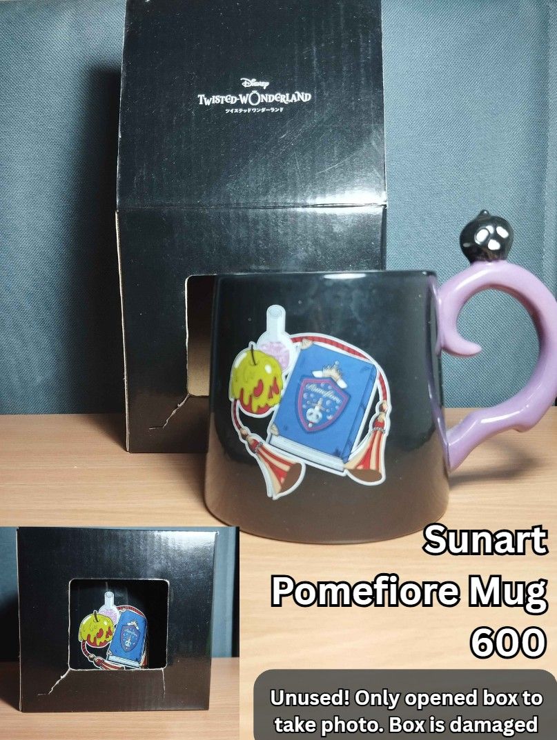 Twisted Wonderland TWST Pomefiore Mug (Category: Other Stationery & Craft) located in Manila. Submitted by chantedaplepi (Listing ID 1462710023, Image 1). Description: Pomefiore Sunart TWST mug!! dm for more photos ෆ⁠╹⁠ ⁠.̮⁠ ⁠╹⁠ෆ rfs: decluttering. also i dont even use mugs so it's just been collecting dust on display. looking to rehome it to someone who can give it love and care >< flaws: none with the mug itself. box slightly damaged. PLEASE WA