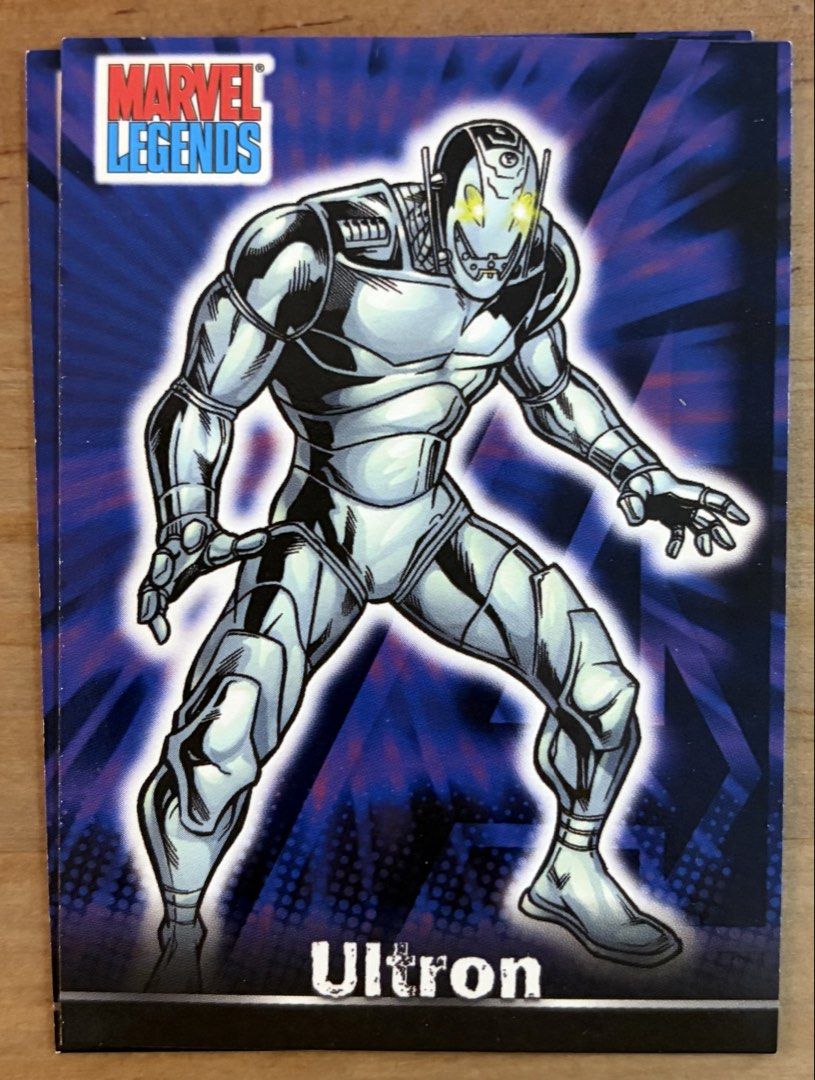 Ultron | Marvel Cards ~ Topps Marvel Legends '01 (Category: Raw Singles) located in Makati City. Submitted by cardlab (Listing ID 1462690639, Image 1). Description: Items are 💯 authentic/original/legit. About The Card: • '01 Topps • Card No. 62 • Marvel Legends FOR: • Cards ₱99 and below with Card Sleeves • Cards ₱100 and up with Used Toploader • ₱10 for Bnew Tops Packaging (If Shipping): ✔️ Plastic cover ✔️ Cardboard ✔️ Bubble wrap NOTE: • Card